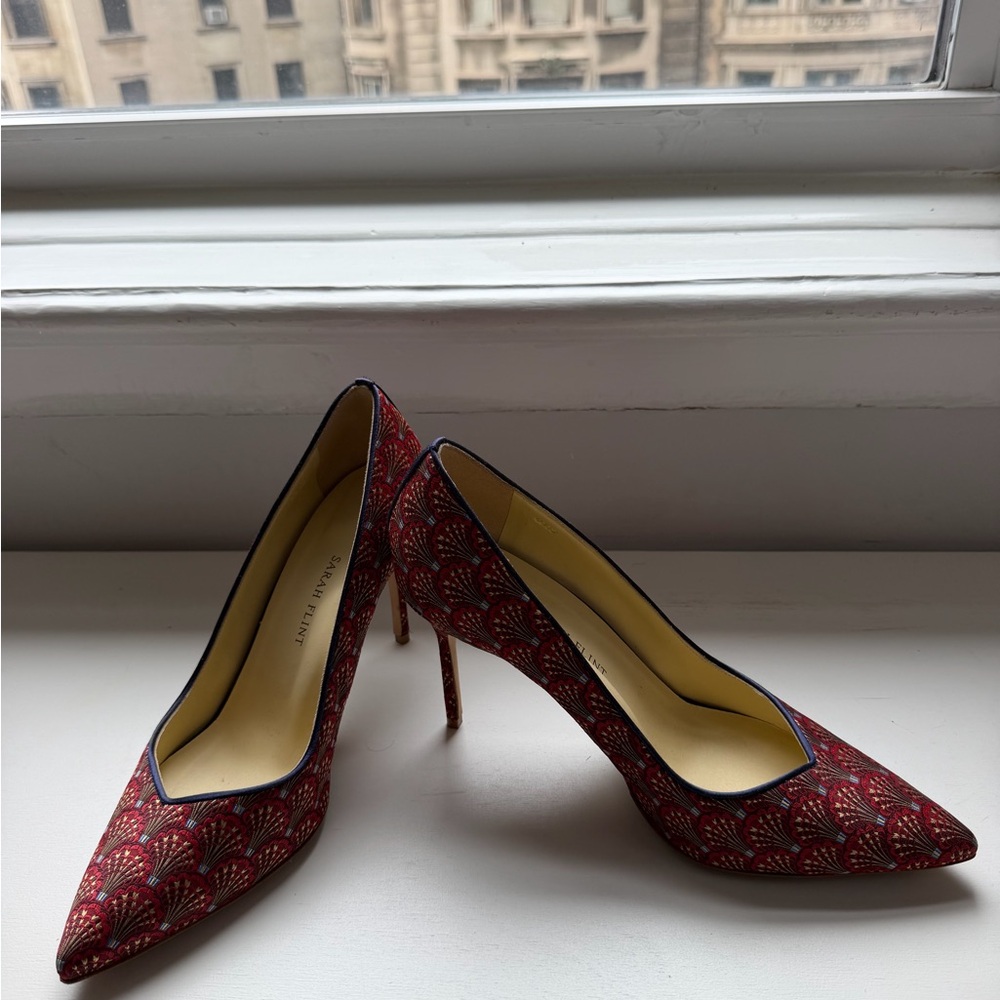 Sarah Flint Red Patterned Pointed-Toe Pumps